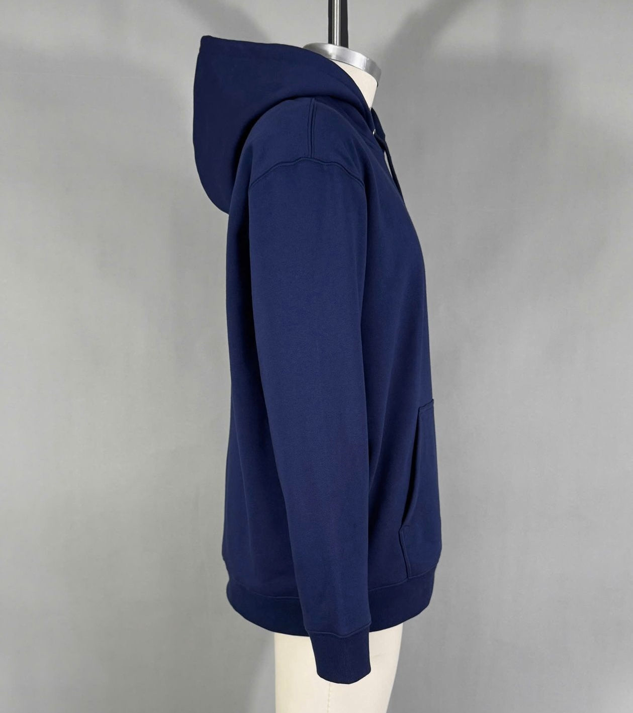M Logo Navy Hoodie White Stitch Contrast