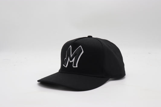 M Logo Black Cap White Stitch Contrast