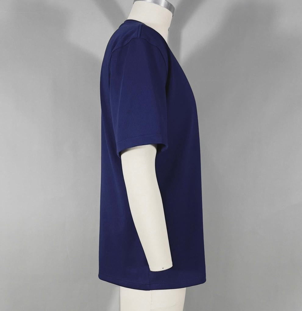 M Logo Navy T-Shirt White Stitch Contrast