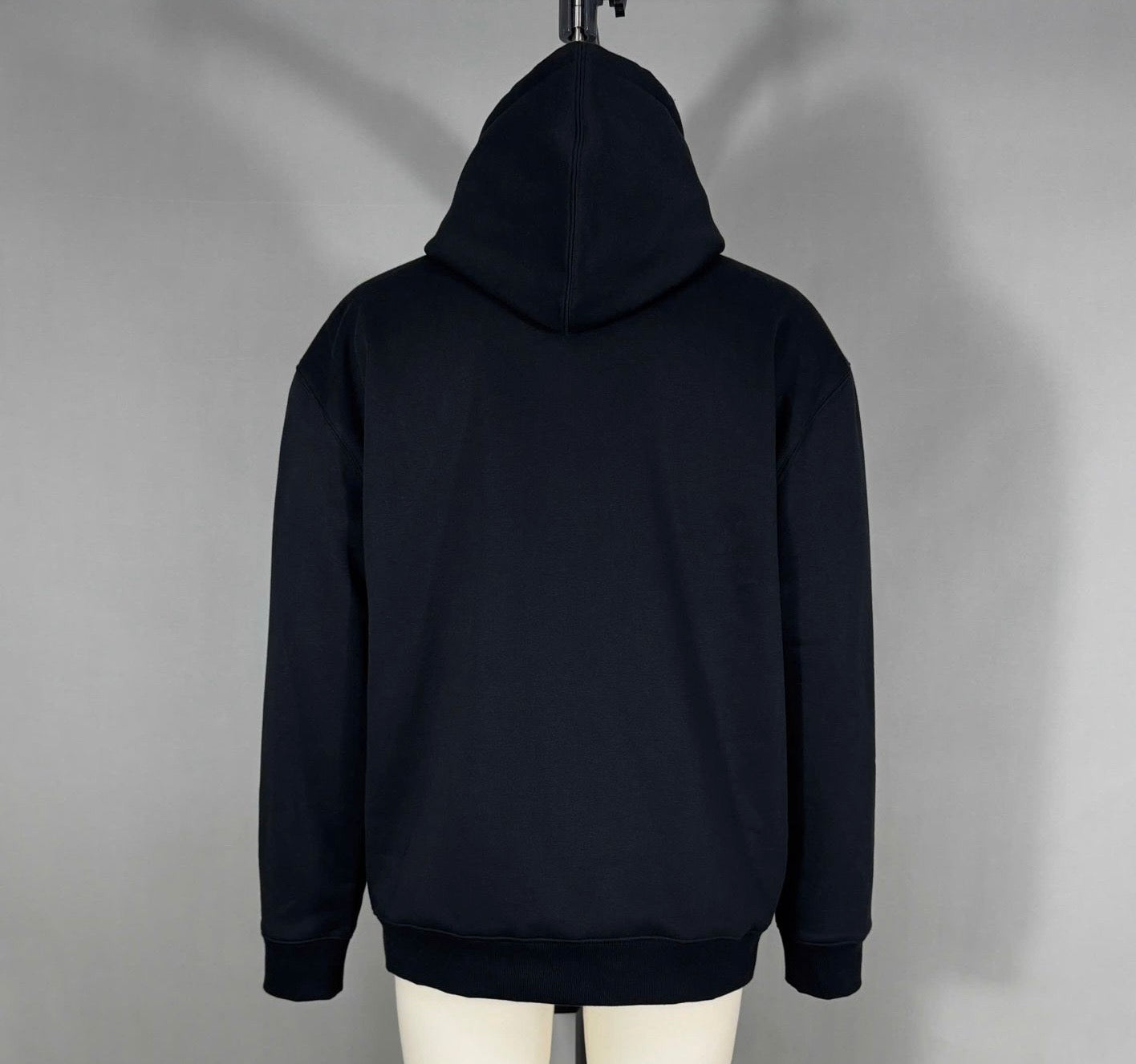 M Logo Black Hoodie White Stitch Contrast