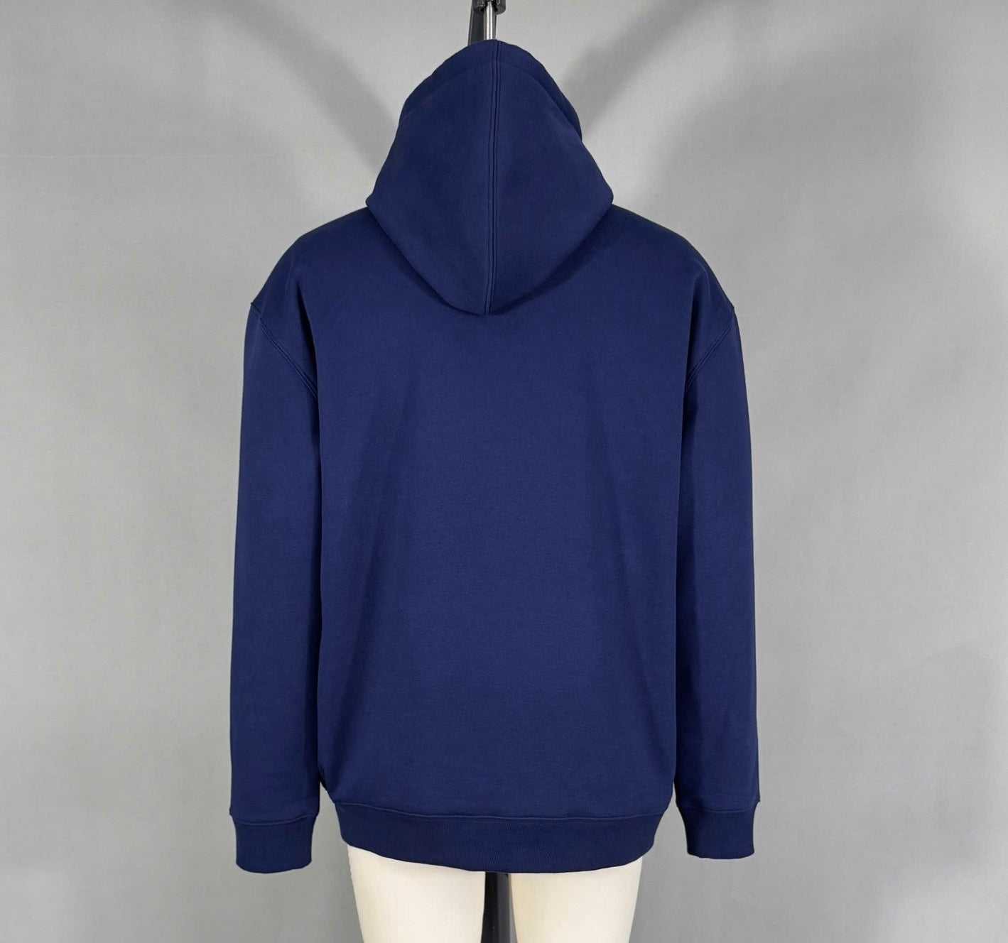M Logo Navy Hoodie White Stitch Contrast