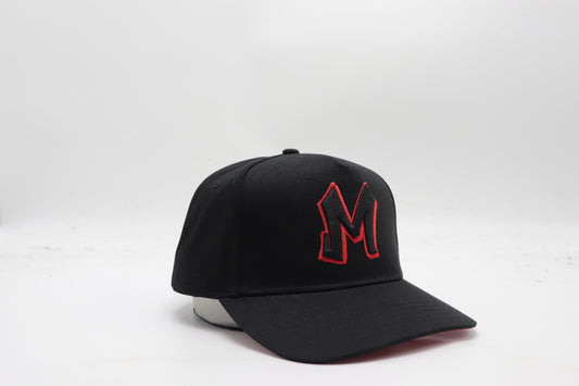M Logo Black Cap Red Stitch Contrast