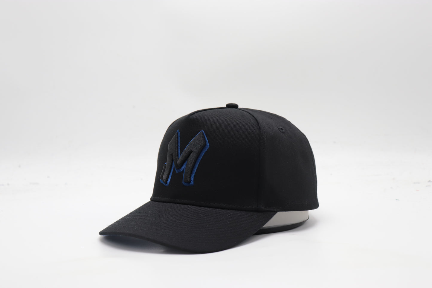 M Logo Black Cap Royal Blue Stitch Contrast