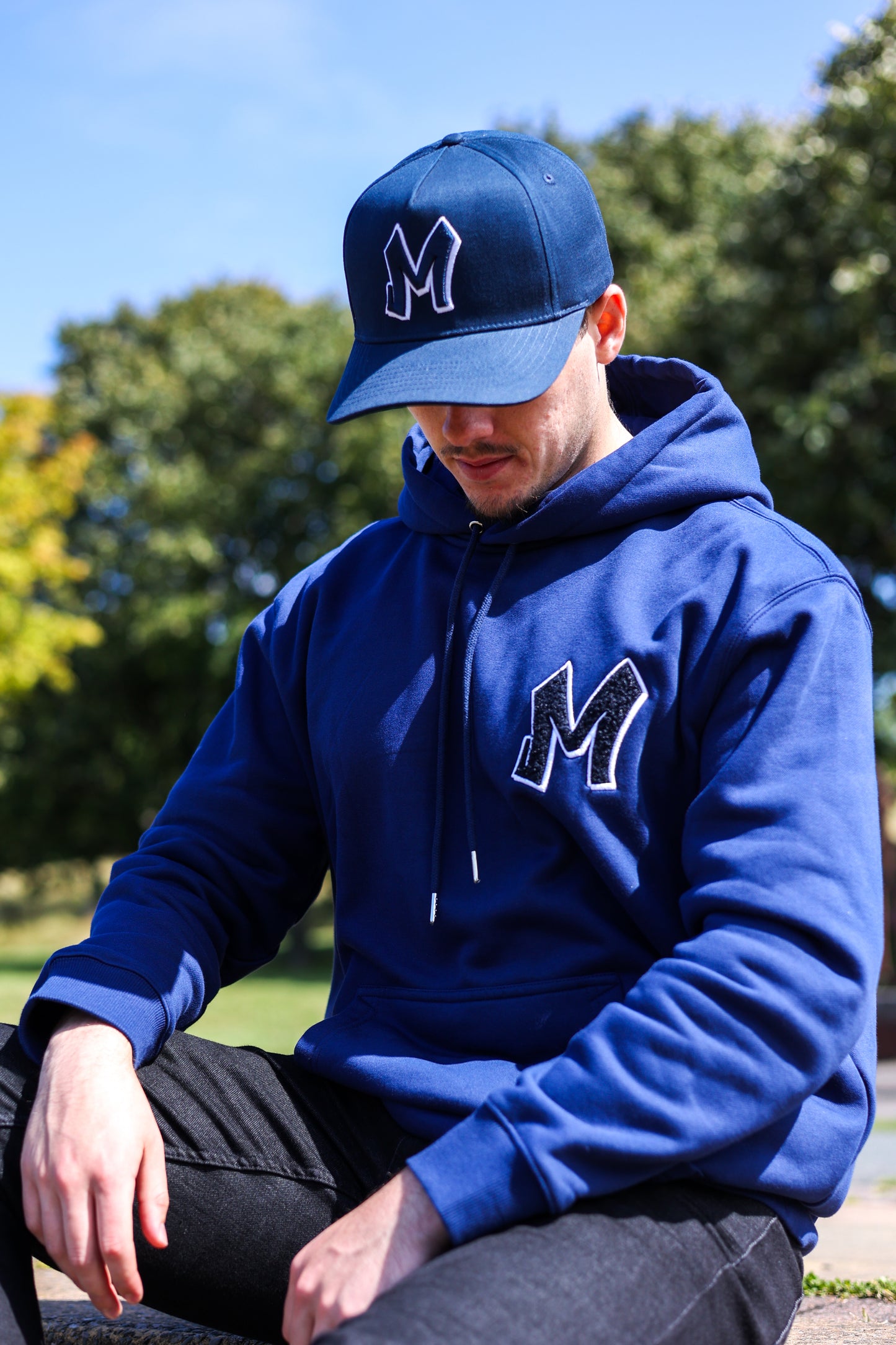 M Logo Navy Cap White Stitch Contrast