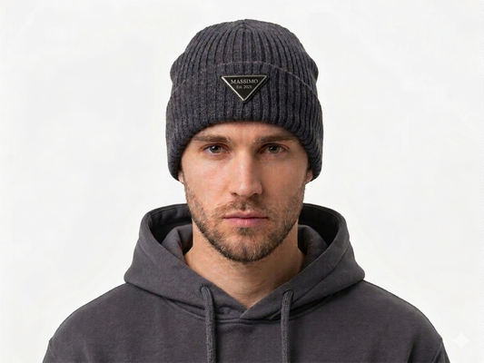 Metal badge Grey Beanie