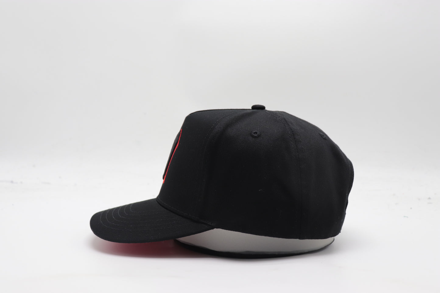 M Logo Black Cap Red Stitch Contrast