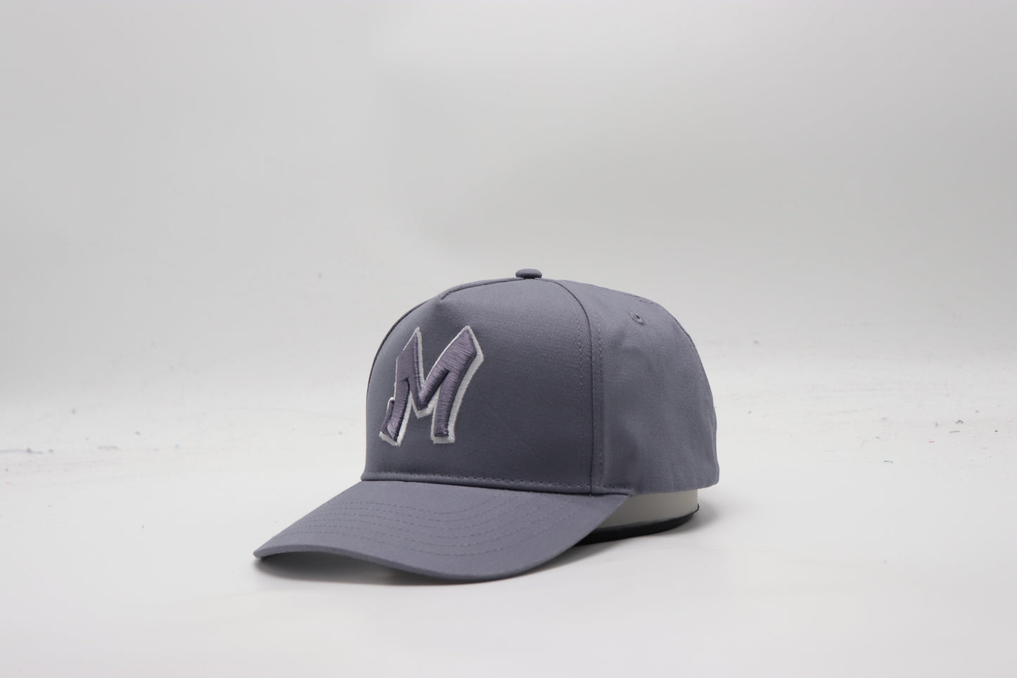 M Logo Grey Cap White Stitch Contrast