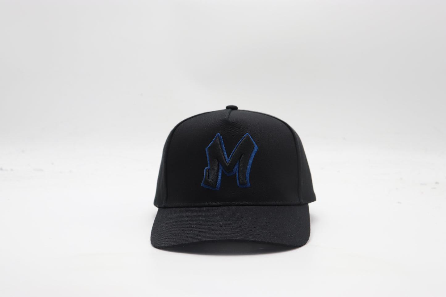 M Logo Black Cap Royal Blue Stitch Contrast