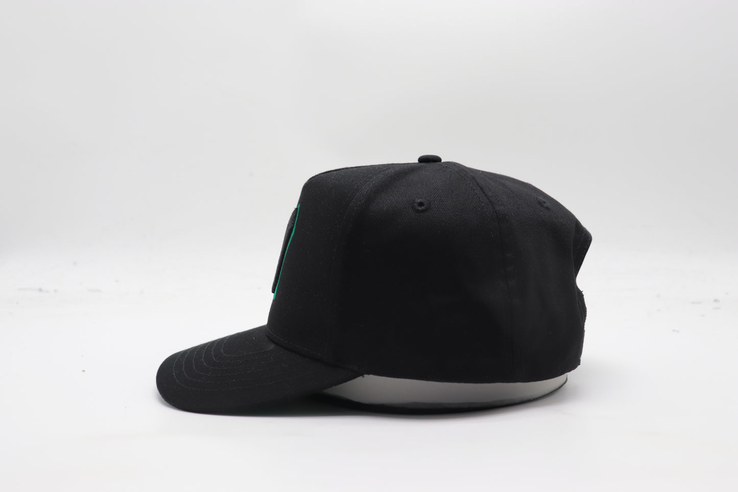 M Logo Black Cap Green Stitch Contrast