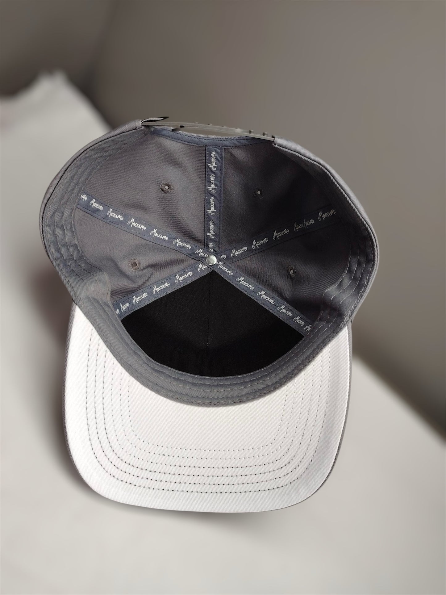 M Logo Grey Cap White Stitch Contrast
