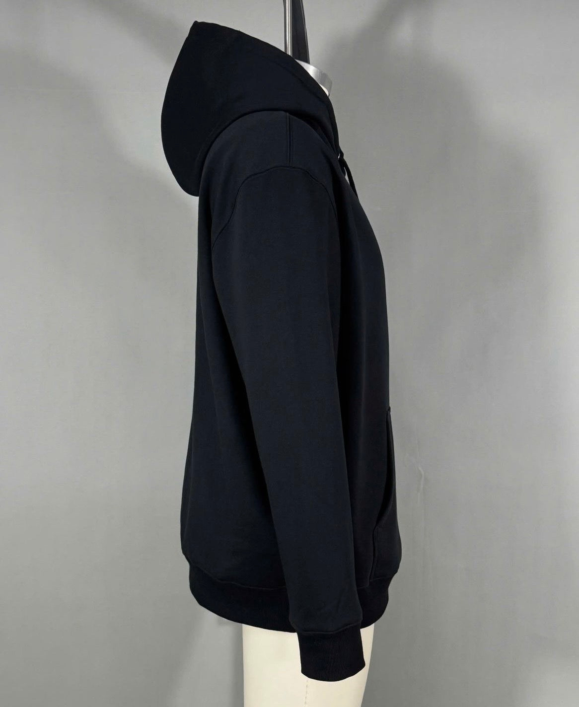 M Logo Black Hoodie White Stitch Contrast