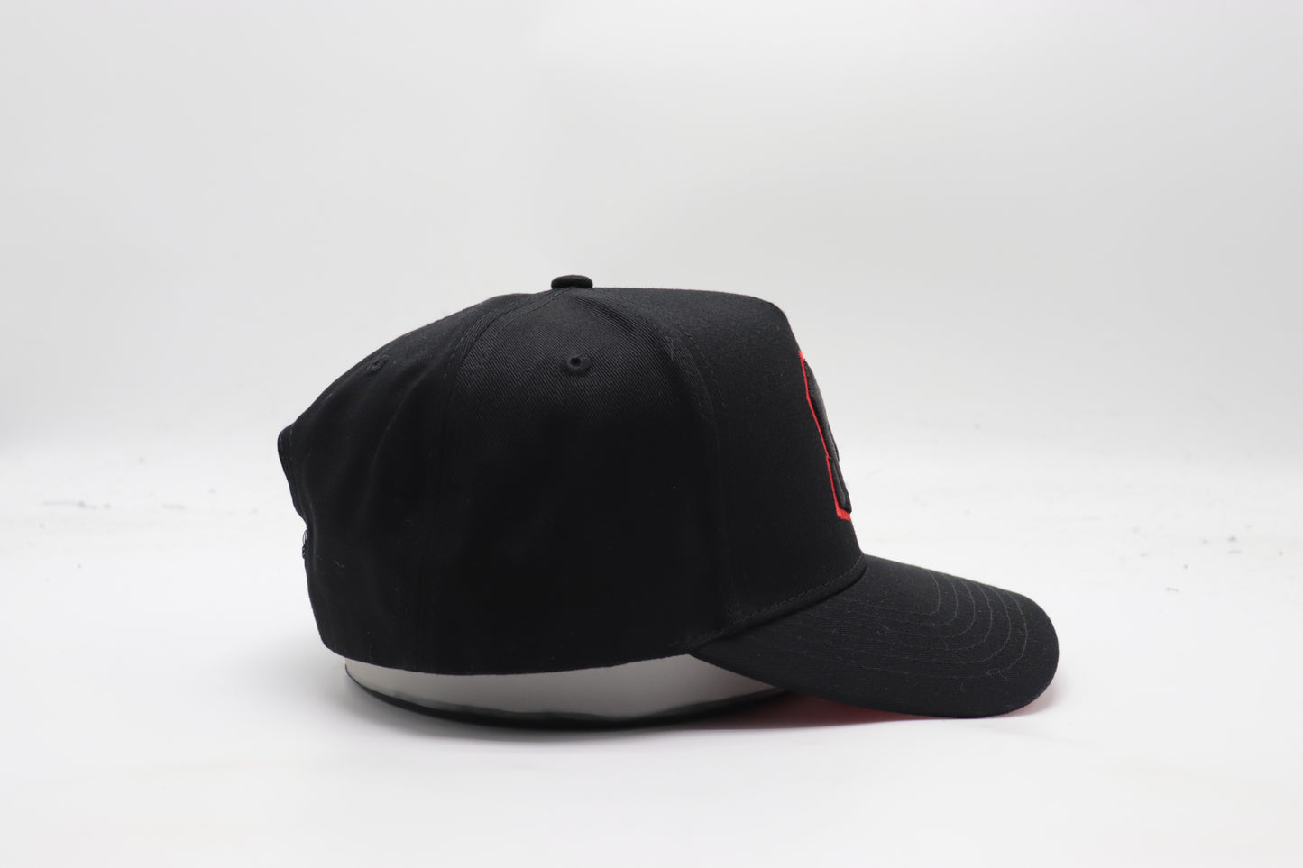 M Logo Black Cap Red Stitch Contrast