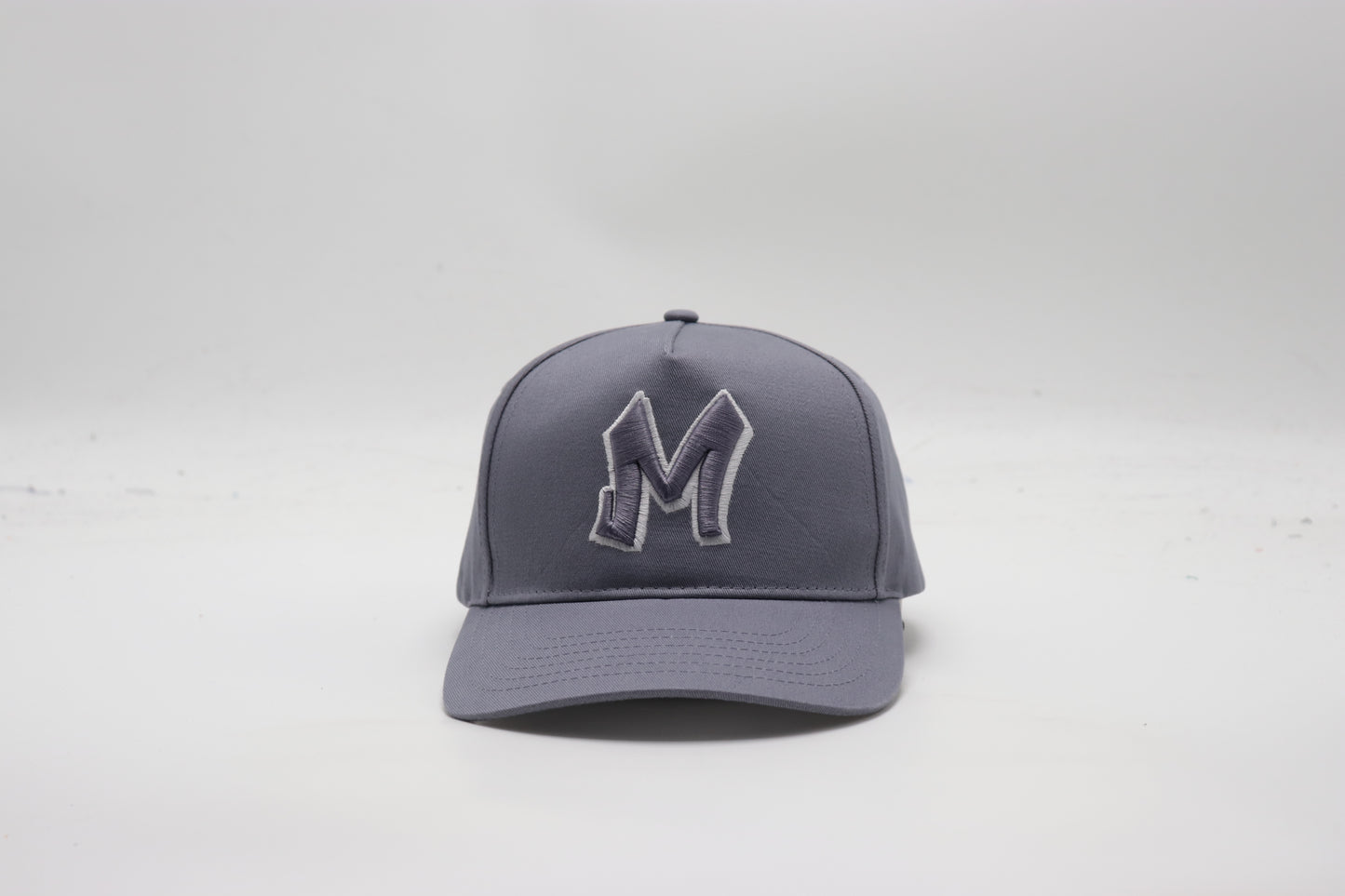 M Logo Grey Cap White Stitch Contrast