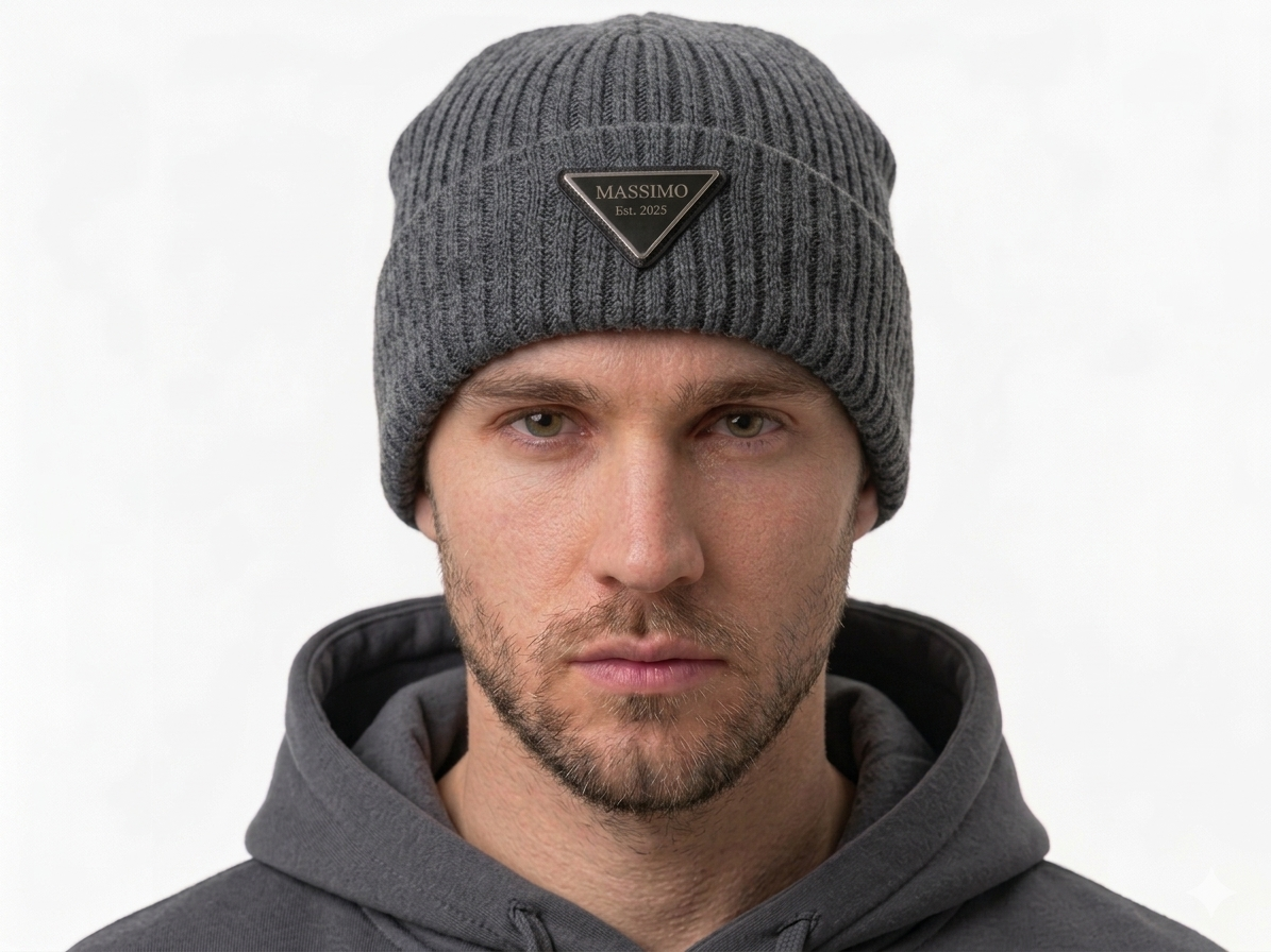 Metal badge Grey Beanie