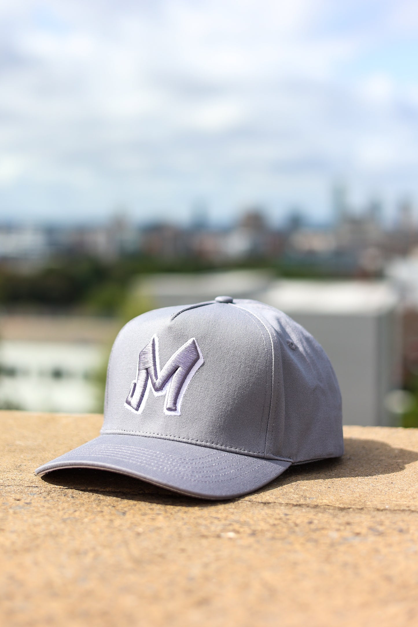 M Logo Grey Cap White Stitch Contrast
