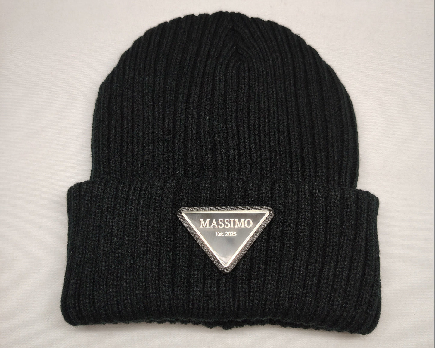 Metal Badge Black Beanie