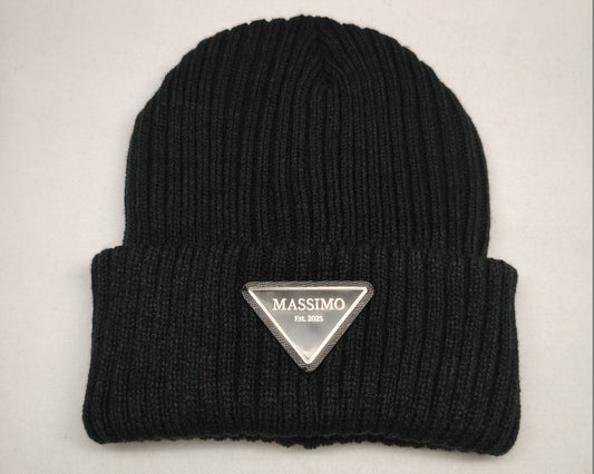 Metal Badge Black Beanie