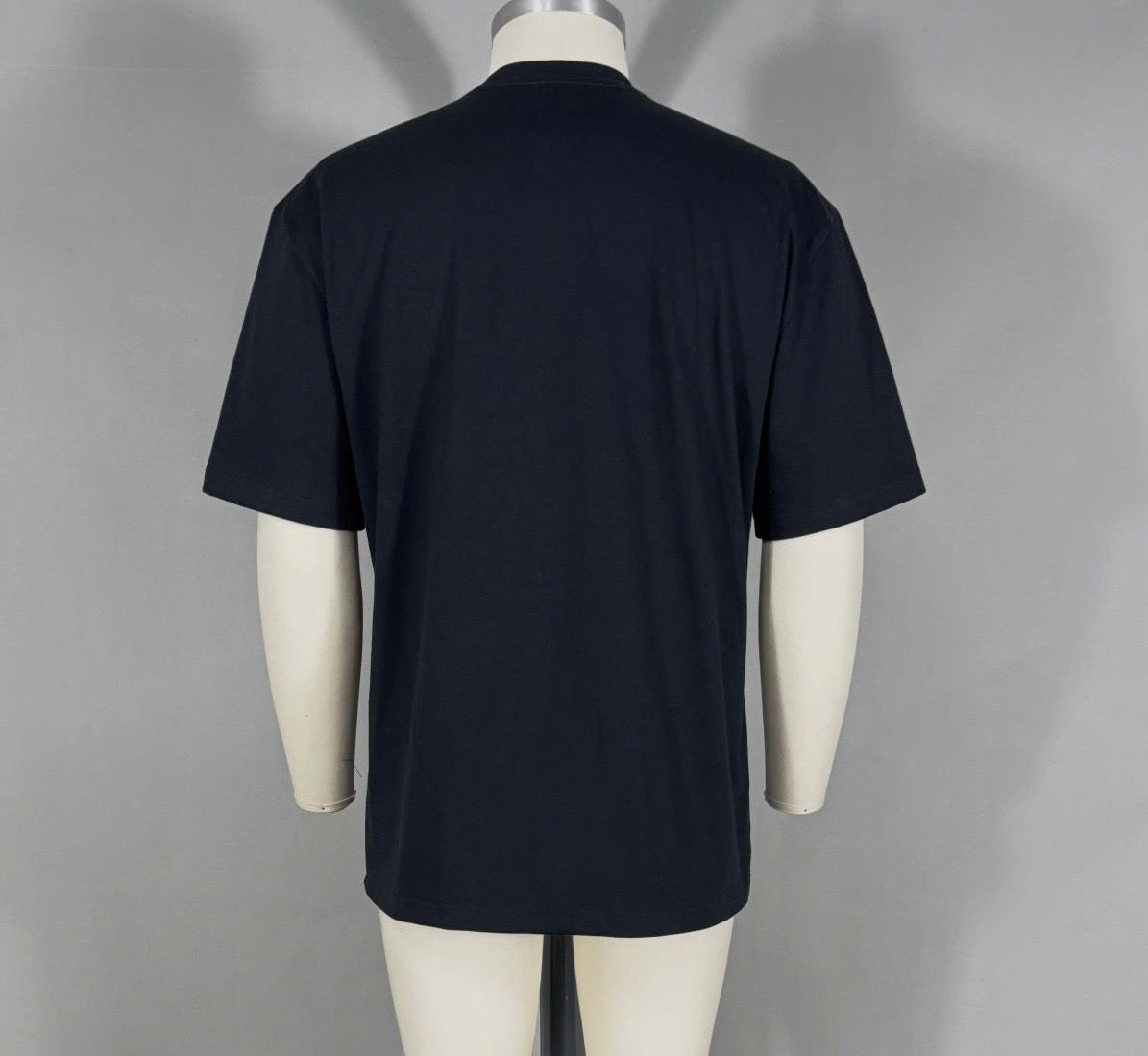 M Logo Black T-Shirt White Stitch Contrast