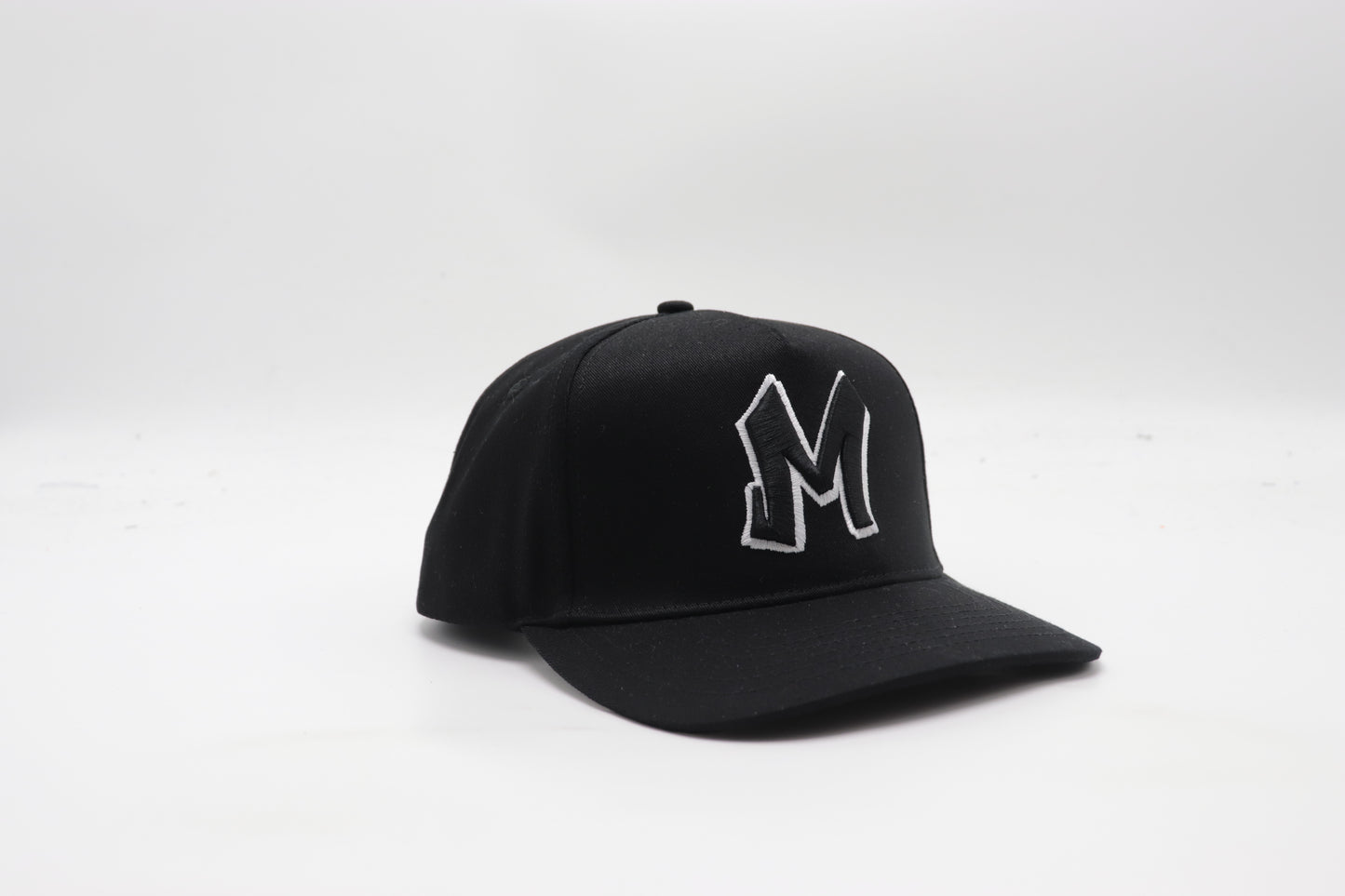 M Logo Black Cap White Stitch Contrast