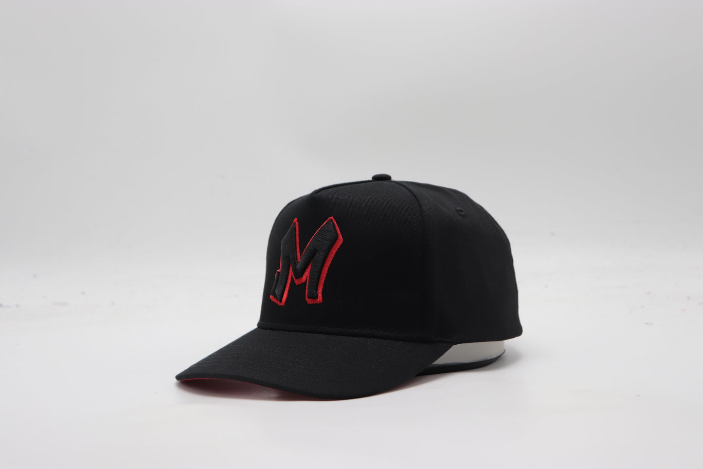 M Logo Black Cap Red Stitch Contrast