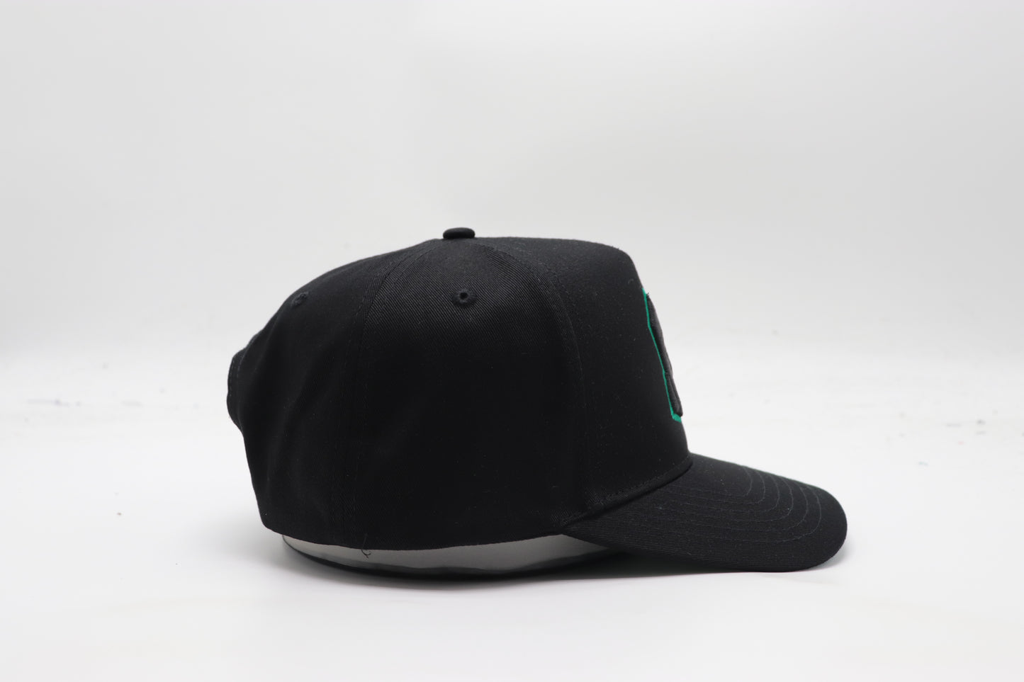 M Logo Black Cap Green Stitch Contrast