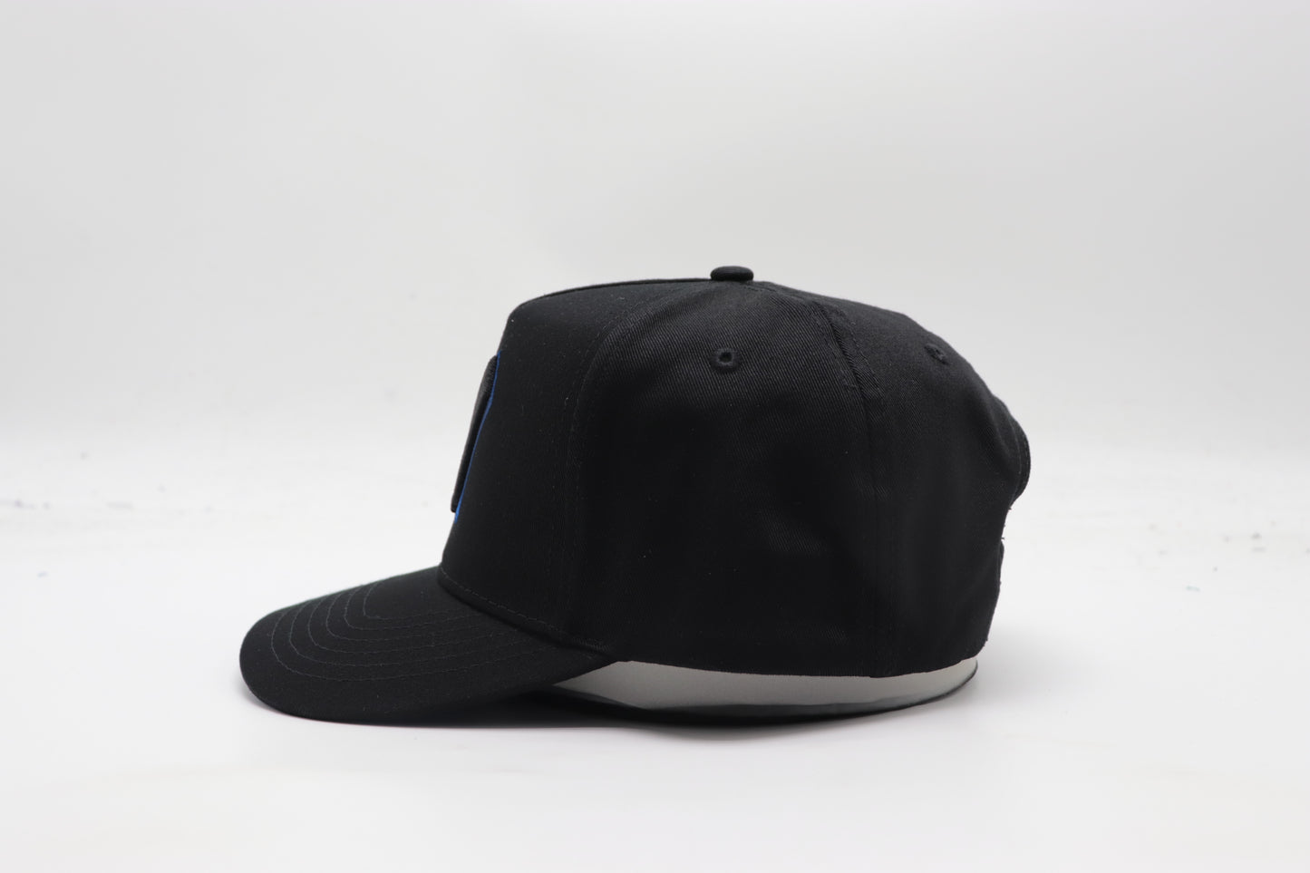 M Logo Black Cap Royal Blue Stitch Contrast